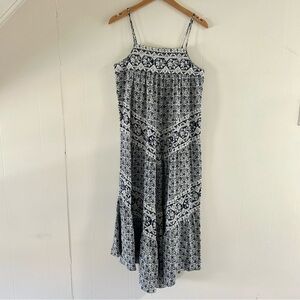 Sea New York Floral Square Neck Midi Dress in Blue & White sz 2‎